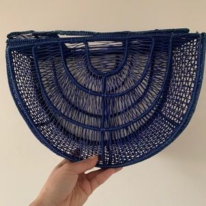 Brilliant blue Anthropologie wicker bag